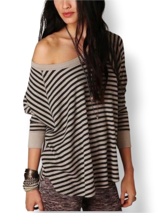 We The Free Tops - We The Free Free People Love Bug Striped Waffle Knit Thermal Top Small Oversized